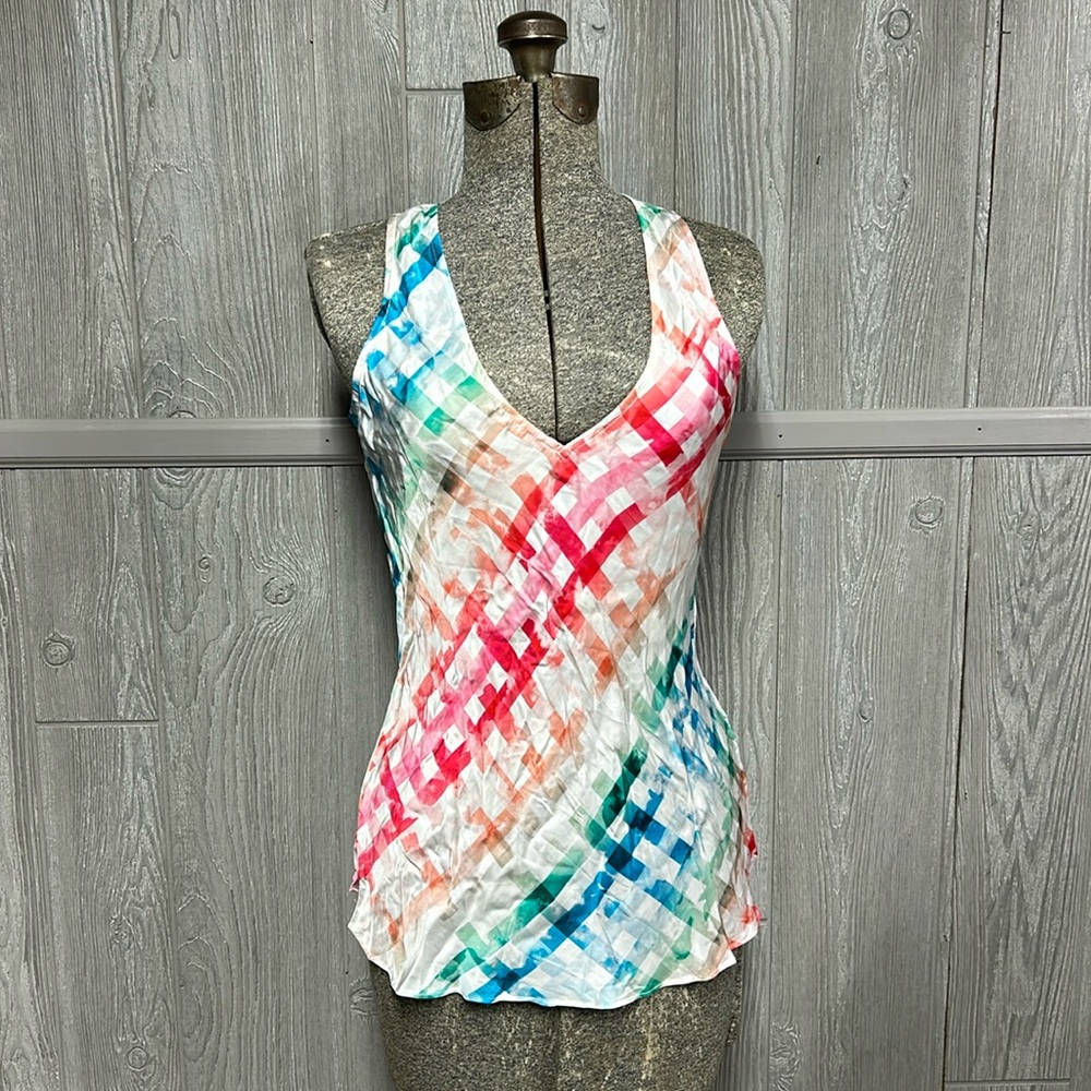 Chloe Kristyn Ombré Gingham Racerback Top NWT Size XS